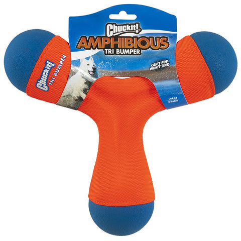 Chuckit! TRI-BUMPER Amphibious Float Bright Colour Dog Toy Puppy Large 25.4cm