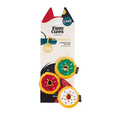 Zippy Claws HOLIDAY MINI DONUTZ Donuts Christmas Xmas Cat Toy Kitten Toy 3pk