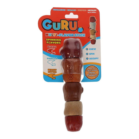 GURU MULTI FLAVOUR Dog Puppy Cat Kitten Toy Chew STICK Medium Bacon Peanut Butter Vanilla Chicken 18.5x4.1x4.1cm