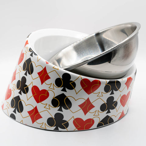 Joypup Tilted Poker Bowl Dog Bowl Puppy Bowl Cat Bowl Kitten Bowl Slanted Tilted