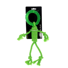 Scream Rope Man w/TPR Head Loud Green Dog Puppy Toy Tug of War 30 cm