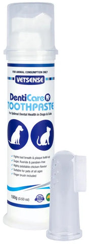 DENTICARE Dental Care Dog Cat Puppy Kitten TOOTHPASTE with Finger Brush 100G