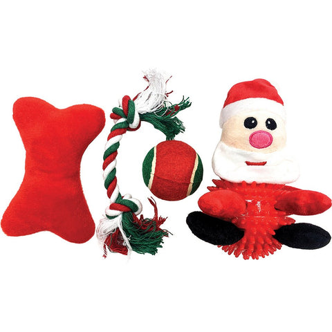 Prestige CHRISTMAS Xmas DOG GIFT Dog Toy Puppy Toy Santa PACK - 4pc