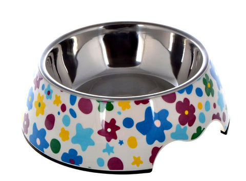 Mellamine Melamine Pet Dog Cat Bowl - Floral